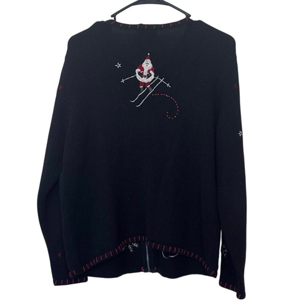 VTG Designers Originals Studio Fa La La Christmas Zip Up Cardigan Sweater Size L - Picture 2 of 13